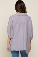 Grey Gauze Double Layered Maternity Button Up Top