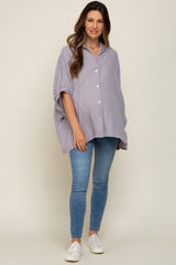 Grey Gauze Double Layered Maternity Button Up Top