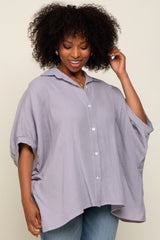 Grey Gauze Double Layered Button Up Top