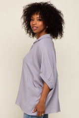 Grey Gauze Double Layered Button Up Top