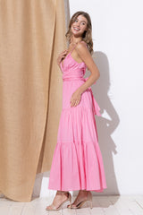 Pink Tie Maxi Dress