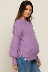 Lavender Knit Mock Neck Maternity Sweater