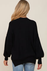 Black Knit Mock Neck Maternity Sweater