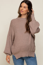 Mocha Knit Mock Neck Maternity Sweater