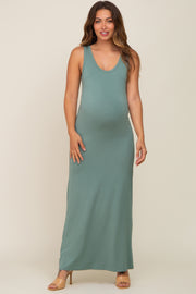 Sage Soft Knit Maternity Maxi Dress