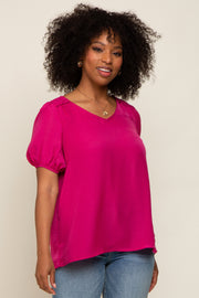 Fuchsia Puff Sleeve Blouse