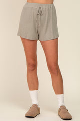 Light Olive Ribbed Soft Knit Shorts