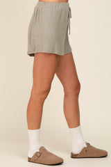 Light Olive Ribbed Soft Knit Shorts