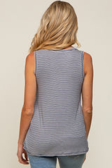 Navy Striped Sleeveless Maternity Tank Top