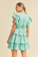 Aqua Ruffle Tiered Mini Dress