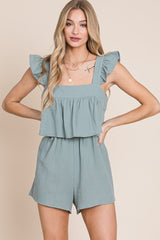 Dusty Sage Gauze Square Neck Romper