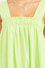 Green Sleeveless Ruffled Mini Dress