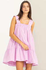 Lavender Sleeveless Ruffled Mini Dress