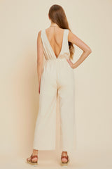 Cream Wide-Leg Jumpsuit