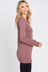 Burgundy Fitted Long Sleeve Top