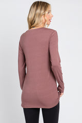 Burgundy Fitted Long Sleeve Top