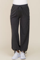 Charcoal Side Pocket Drawstring Ankle Tie Maternity Lounge Pants