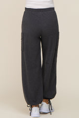 Charcoal Side Pocket Drawstring Ankle Tie Maternity Lounge Pants