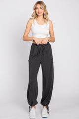 Charcoal Side Pocket Drawstring Ankle Tie Lounge Pants