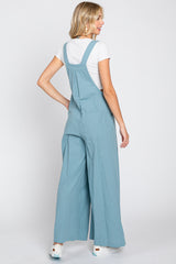 Blue Front Pocket Pleated Linen Overall