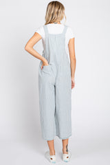 Blue Striped Crop Wide Leg Linen Overalls