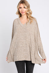 Light Mocha Heathered Soft Knit Long Sleeve Maternity Top