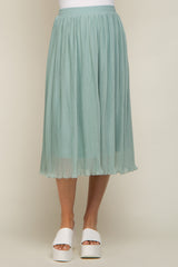 Mint Green Pleated Maternity Midi Skirt