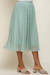 Mint Green Pleated Midi Skirt