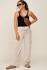 Beige Pocketed Maternity Sweatpants