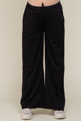 Black Drawstring Wide Leg Maternity Lounge Pants