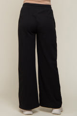 Black Drawstring Wide Leg Maternity Lounge Pants