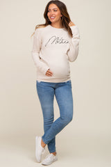 Cream Ultra Soft Mother Maternity Sweatshirt