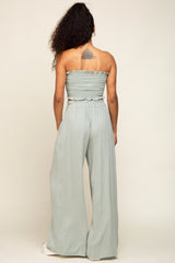 Light Sage Front Tie Crop Top and Pant Set