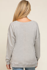 Heather Grey Terry Exposed Seam Maternity Sweatshirt