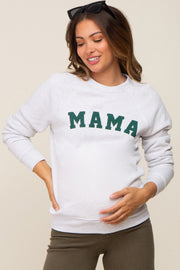 Heather Grey Mama Graphic Maternity Pullover Sweatshirt