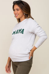 Heather Grey Mama Graphic Maternity Pullover Sweatshirt