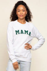 Heather Grey Mama Graphic Maternity Pullover Sweatshirt