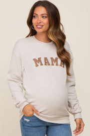 Cream Mama Graphic Maternity Pullover Sweatshirt