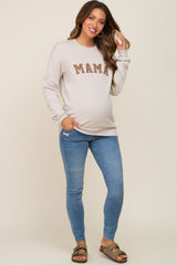 Cream Mama Graphic Maternity Pullover Sweatshirt