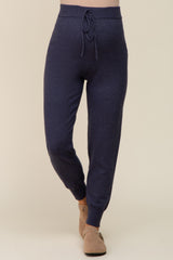 Navy Blue Sweater Knit Maternity Joggers