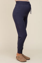 Navy Blue Sweater Knit Maternity Joggers