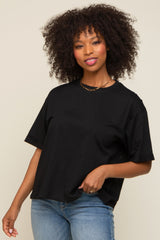 Black Basic Rolled Short Sleeve T-Shirt