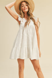 White Eyelet Babydoll Mini Dress