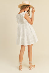 White Eyelet Babydoll Mini Dress