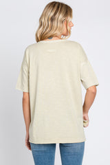 Beige Raw Hem Front Pocket T-Shirt