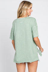 Light Olive Raw Hem Front Pocket T-Shirt