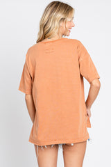 Rust Raw Hem Front Pocket T-Shirt