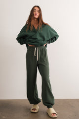 Forest Green Drawstring Relaxed Fit Sweatpants