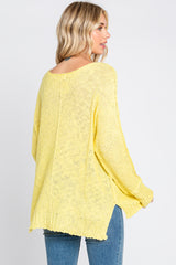 Yellow Chunky Knit Side Slit Sweater