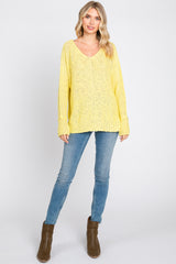 Yellow Chunky Knit Side Slit Sweater